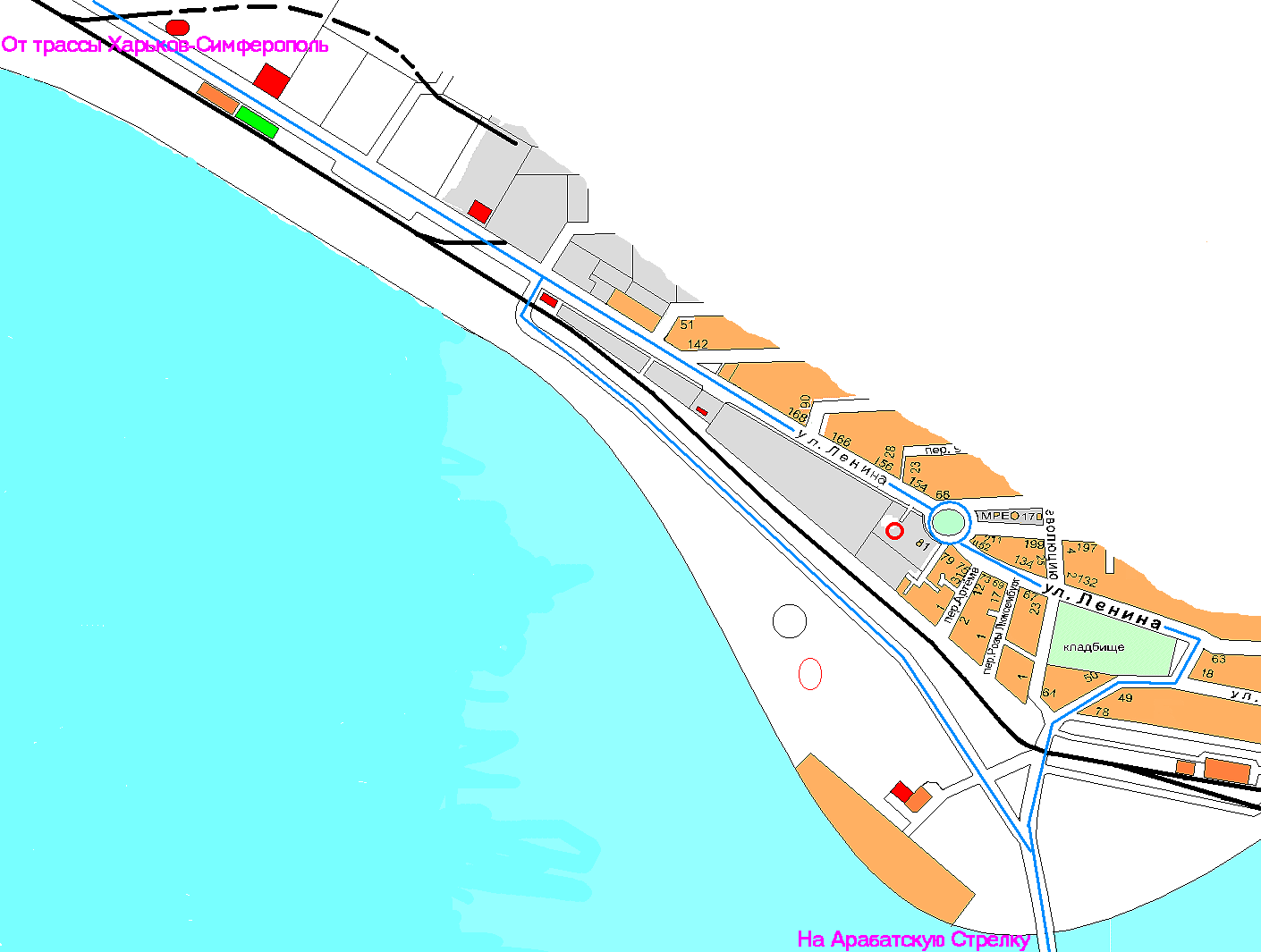 Схема проезда на стрелку через Геническ